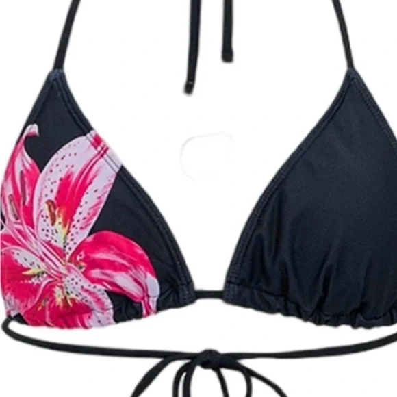 Floral Pink and Black Bikini Set - Picture 3 of 7